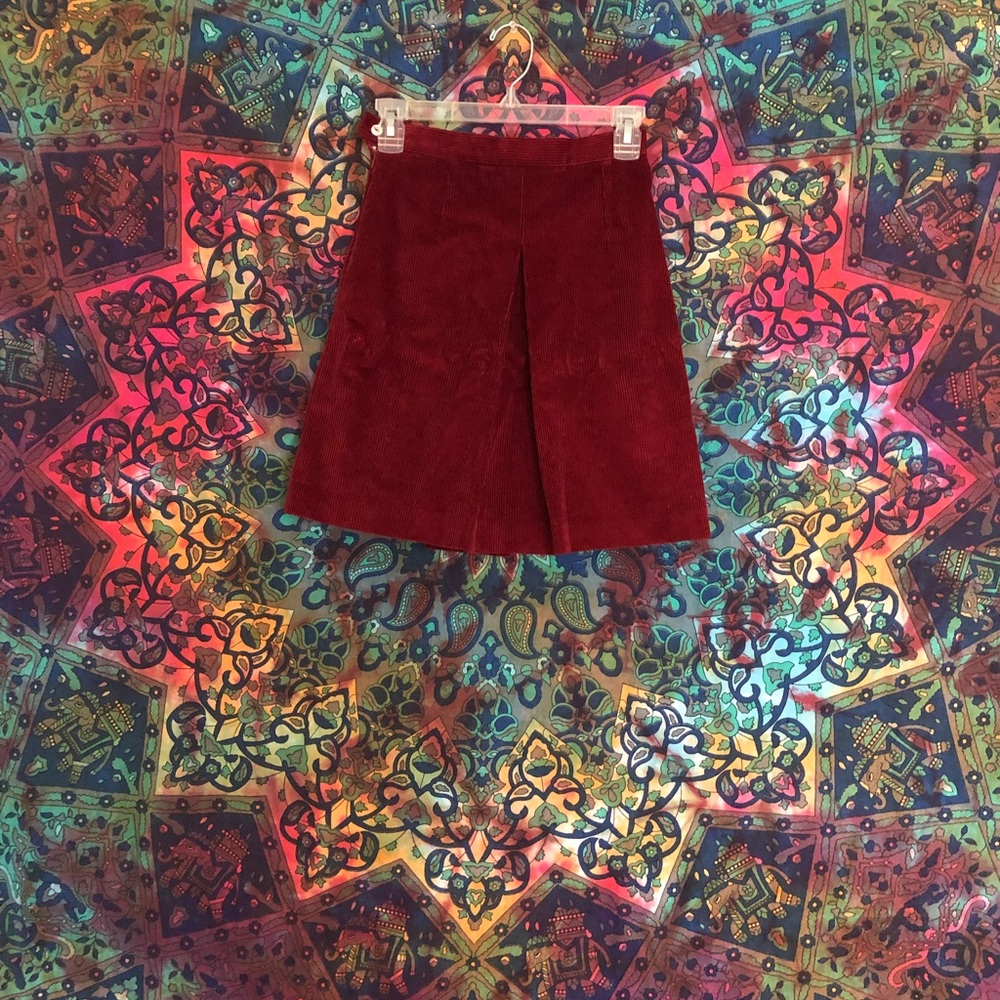 Burgundy Corduroy High Waisted Skirt